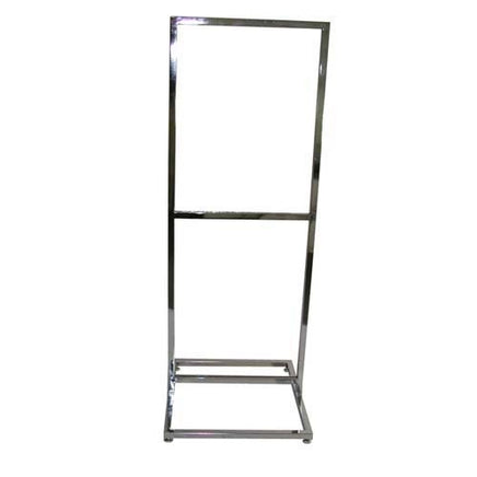 Bulletin Sign Holder, 22"W X 28"H 2 Tier, Sq Tube Frame & Base W/ Levelers, Chrome