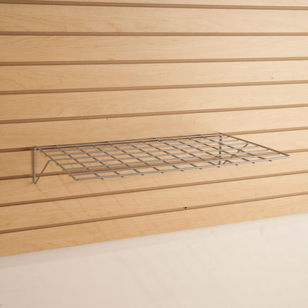 Straight Wire Shelf for Slatwall, 23-3/8" x 14", Epoxy Chrome (shipped in full boxes of 6)
