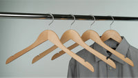 17" Flat Wood Dress & Shirt Hanger w/ Chrome Hook, No Bar (sold in boxes of 100)