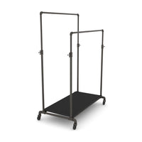 Pipeline Adjustable Double Bar Ballet Rack with Base Shelf