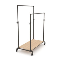 Pipeline Adjustable Double Bar Ballet Rack with Base Shelf