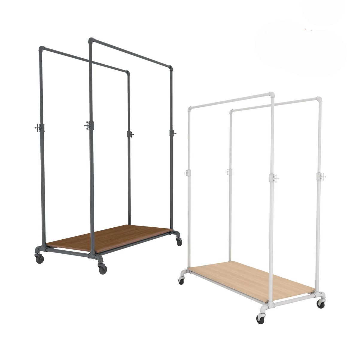 Ballet Key Rack Pipeline Adjustable Double Bar Ballet Rack with Base Shelf ...