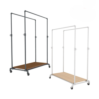 Pipeline Adjustable Double Bar Ballet Rack with Base Shelf