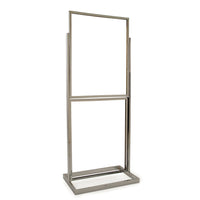 Bulletin Sign Holder, 22"W X 28"H 2 Tier, with Rectangular Tubing Base, Chrome