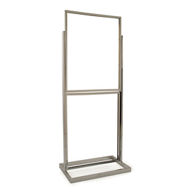 Bulletin Sign Holder, 22"W X 28"H 2 Tier, with Rectangular Tubing Base, Chrome