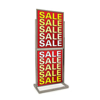 Bulletin Sign Holder, 22"W X 28"H 2 Tier, with Rectangular Tubing Base, Chrome