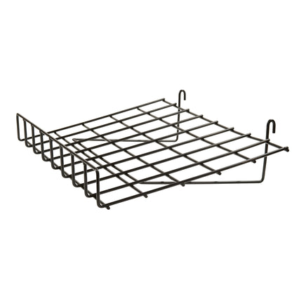 Slant Shelf W/ Lip, 1/4" wire, for Grid Panel, 24"L X 15"D, Black