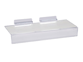 Styrene Utility Shelf for Slatwall with 1" sign slot, 4"D X 10"L, (shipped in full boxes of 100)