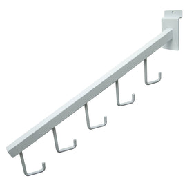 Waterfall, For Slatwall, 16" Sq Tube, W/ 5 Hooks, White