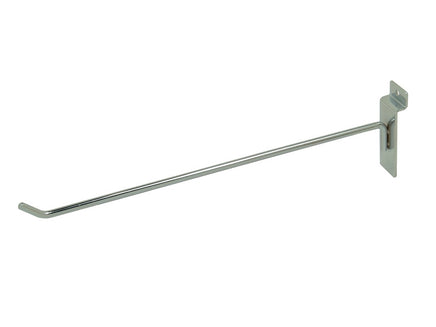Display Hook, For Slatwall, 12"L, 1/4" Dia Wire, Chrome