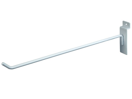 Display Hook, For Slatwall, 12"L, 1/4" Dia Wire, White