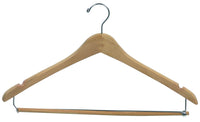 Wishbone Wood Hangers, Chrome Hook, Locking Pants Bar, 17