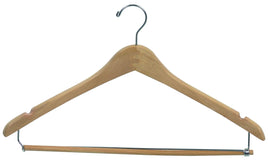 Wishbone Wood Hangers, Chrome Hook, Locking Pants Bar, 17" (100)