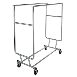 Salesman's Double Bar Folding Rack, 48" L, 55" - 65" H, Chrome