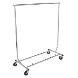 Salesman's Single Bar Folding Rack, 48" L, 55" - 65" H, Chrome