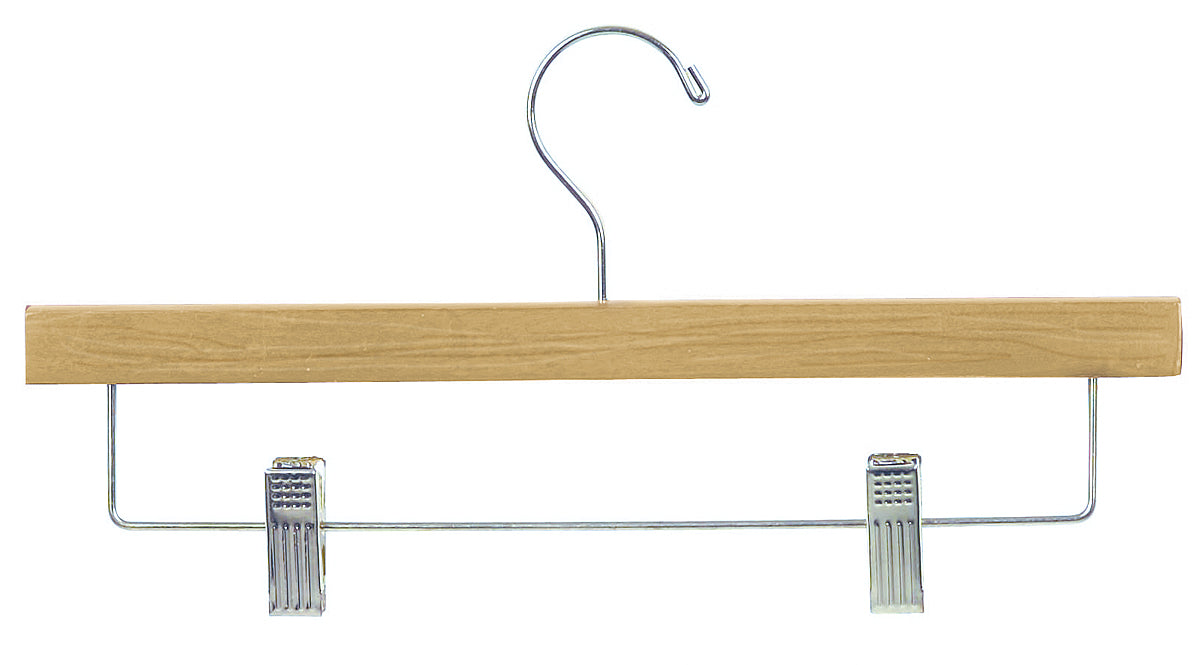 Flat Skirt/Slack Hanger - Natural & Chrome Wood Hangers