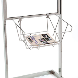 Wire Literature Basket for Bulletin Sign Holders, 18"W x 11"L x 7"D, Chrome