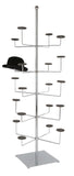 Milinery Display Rack, 5 Tier, Floor Standing, Non-rotating, 14" Square Base, Chrome, Includes Foam Pads