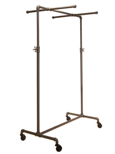 Pipeline Adjustable Ballet Rack with Two Cross Bars, Anthracite Gray