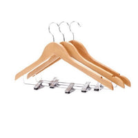 Wishbone Wood Hangers w/ Chrome Hook and Metal Bar w/ Clips, 17", (100)