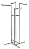 4-Way Rack, Square Tube Uprights, w/ 16" Rectangular Tube Straight Arms, Chrome